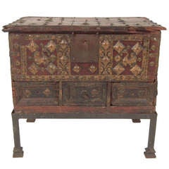 Antique Indian Chest on Stand Occasional or Small Coffee Table