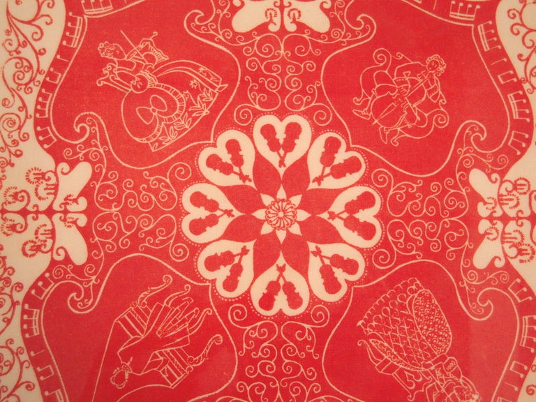Hand Block Printed Folly Cove Designers Musicale Print In Excellent Condition In Essex, MA