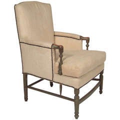19th Century French Provincial Green Painted Bergere