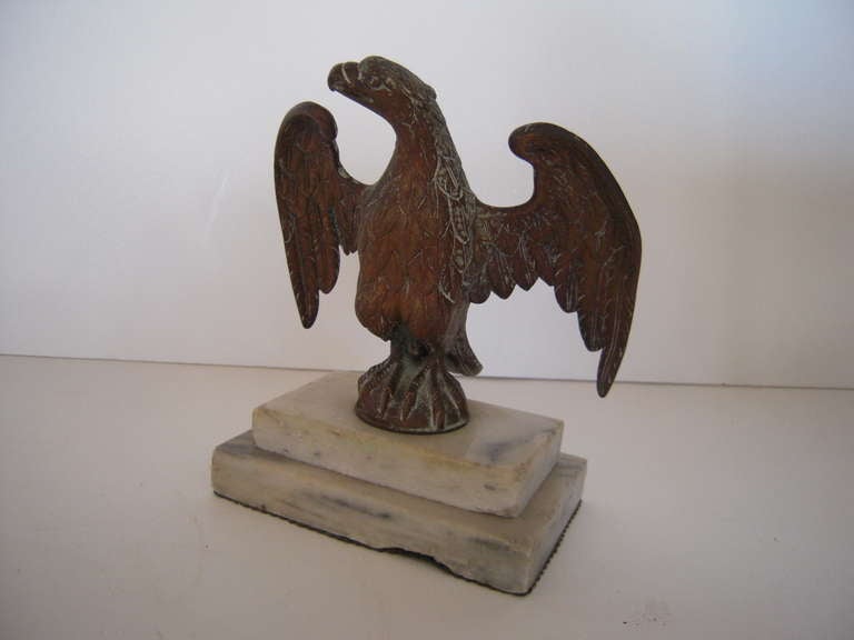 19th Century Patriotic Brass American Eagle Sculpture on Marble Base