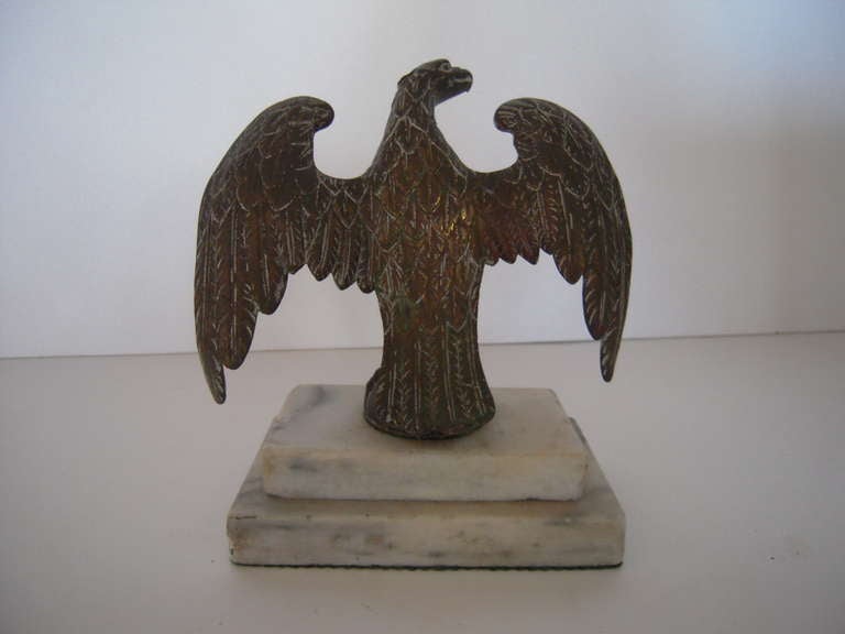 Patriotic Brass American Eagle Sculpture on Marble Base 2
