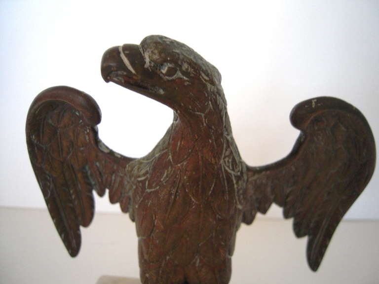 Patriotic Brass American Eagle Sculpture on Marble Base 4