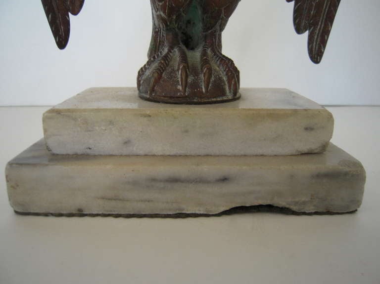 Patriotic Brass American Eagle Sculpture on Marble Base 6