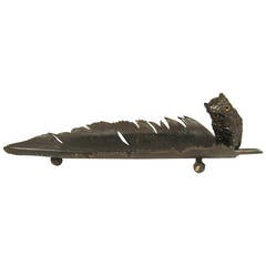 Antique Owl and Feather Pen Rest, circa 1880
