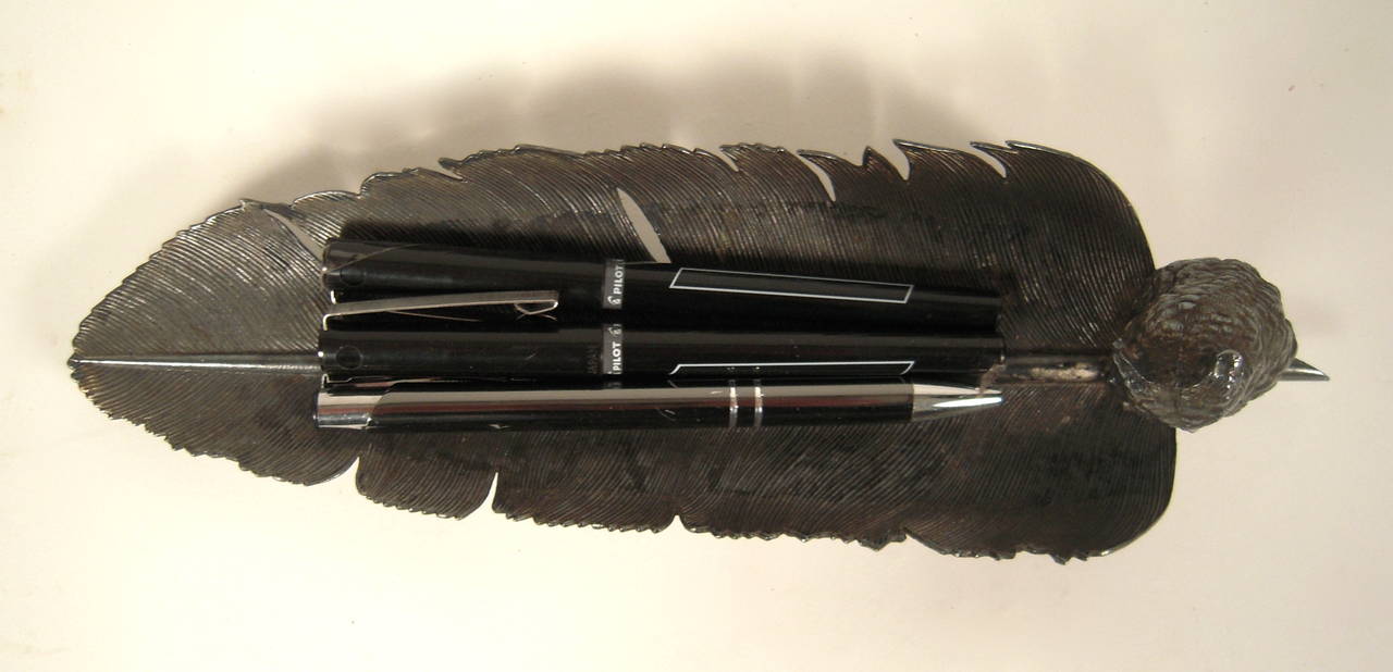 Antique Owl and Feather Pen Rest, circa 1880 3