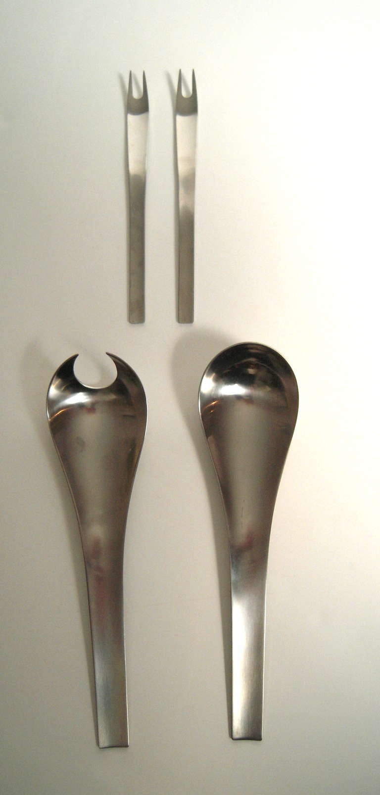 Mid-20th Century Rare Georg Jensen Steel 'Blue Shark' Flatware Service  for 8