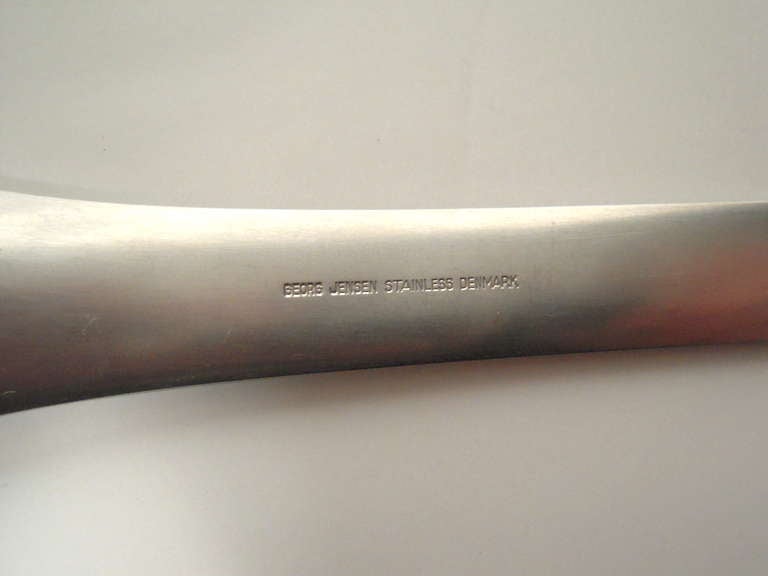 Rare Georg Jensen Steel 'Blue Shark' Flatware Service  for 8 In Excellent Condition In Essex, MA