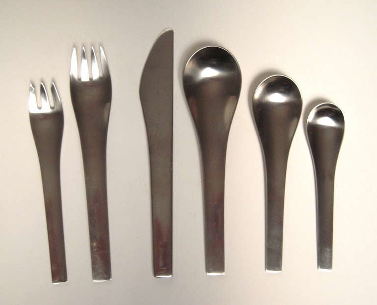 Danish Rare Georg Jensen Steel 'Blue Shark' Flatware Service  for 8