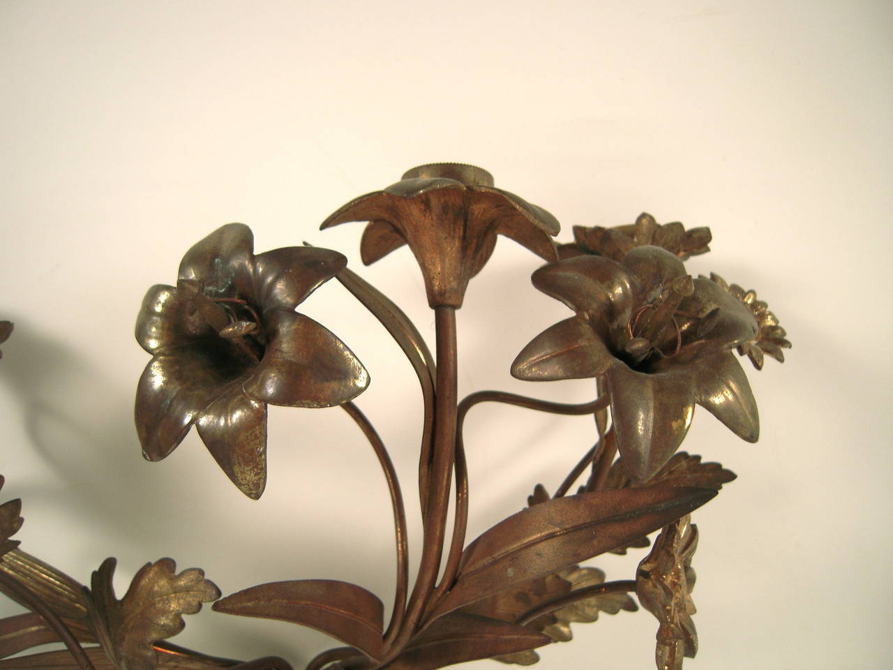 Pair of 19th Century Gilt Metal Flower Sconces at 1stdibs