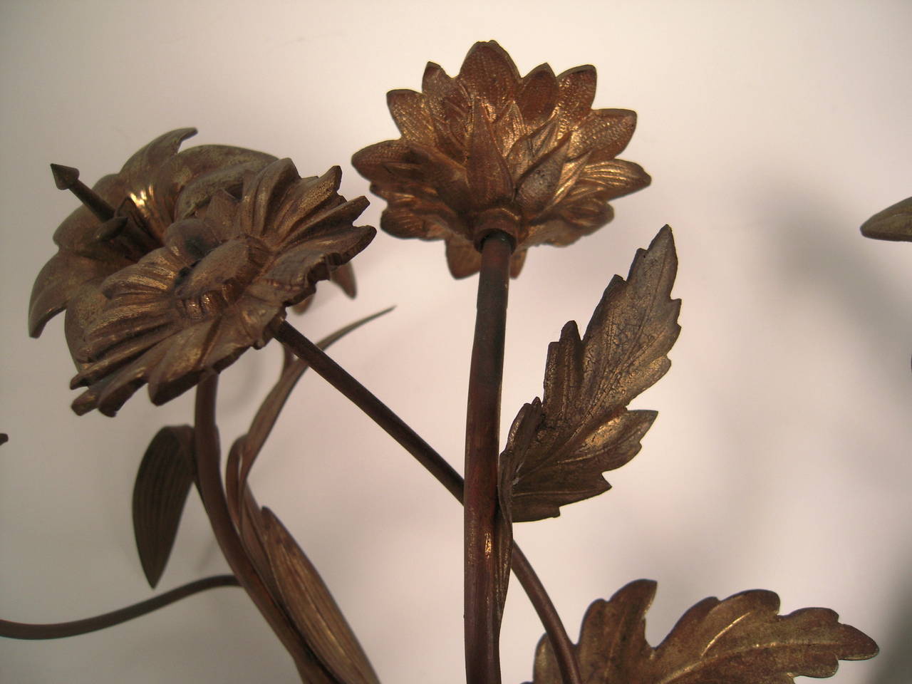Pair of 19th Century Gilt Metal Flower Sconces at 1stdibs