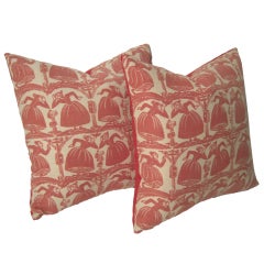 Pair of Folly Cove Designers Gossip Pillows, c. 1940s-60s