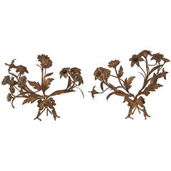 Pair of 19th Century Gilt Metal Flower Sconces