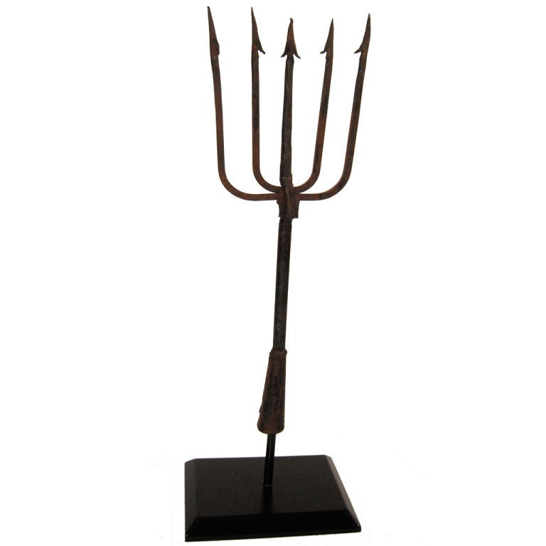 EARLY AMERICAN WROUGHT IRON FISHING SPEAR, 1 of 3 AVAILABLE
