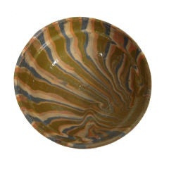 Glazed Marbelized Pottery Bowl