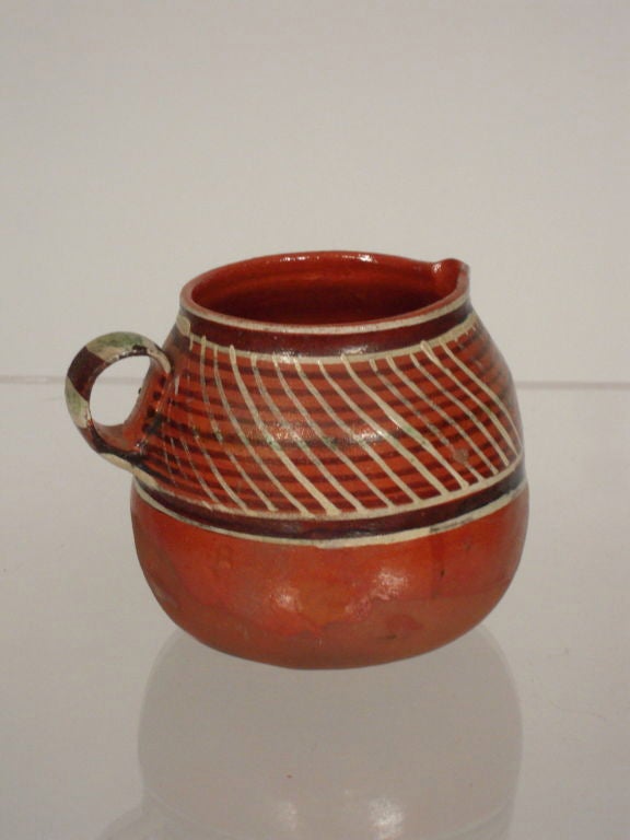 Mid-20th Century Vintage Mexican 'Bandera' Pottery Pitchers and Bowl