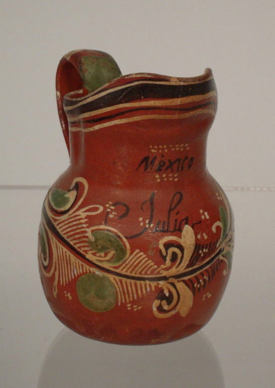 Vintage Mexican 'Bandera' Pottery Pitchers and Bowl 1