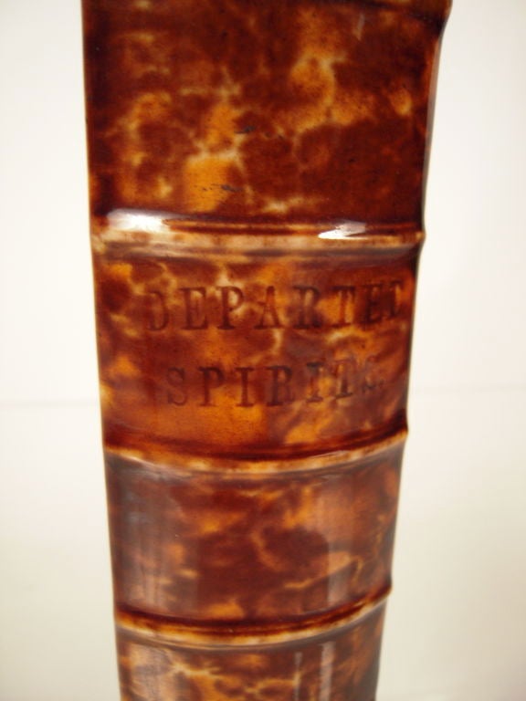 Glazed Rockingham Pottery 'Departed Spirits' Book Form Flask. c. 1880s