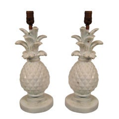 Pair of Plaster Pineapple Lamps