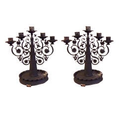 Pair of Mexican Wrought Iron Candelabra, c. 1920s