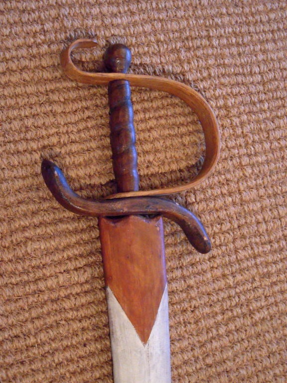 American Folk Art Carved and Painted Swordfish Bill Sword In Excellent Condition In Essex, MA