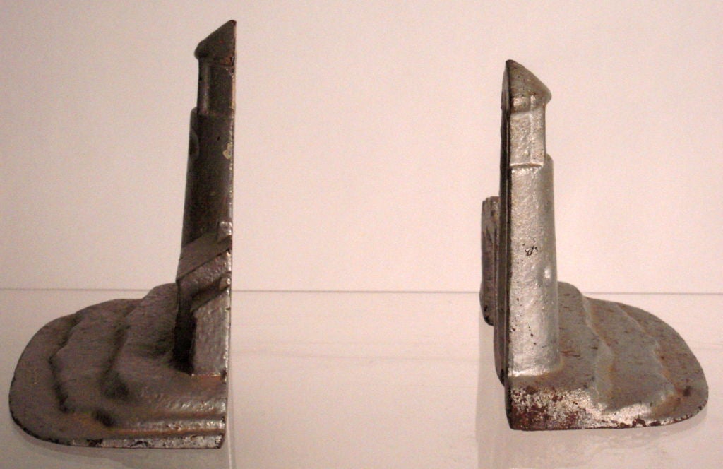 Pair of Cast Iron Lighthouse Doorstops 1
