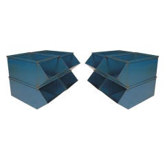 4 VERSATILE BLUE METAL INDUSTRIAL STORAGE BINS