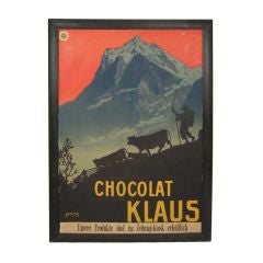 Antique SWISS CHOCOLATE POSTER BY CARL FRANZ MOOS