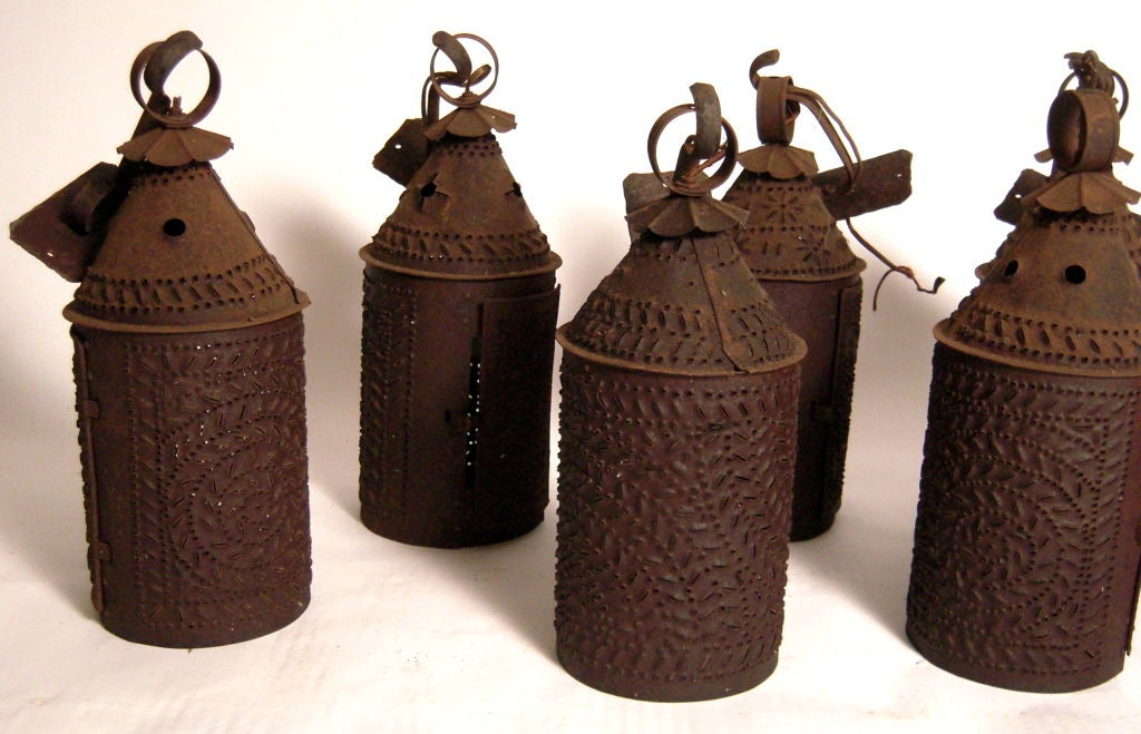 Eight American Punched Metal Lanterns 7