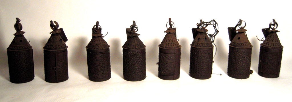 Eight American Punched Metal Lanterns 1