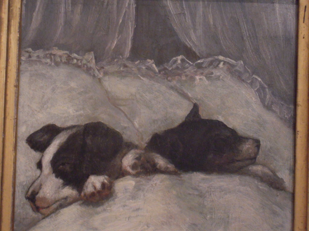 20th Century Cozy Puppies Painting