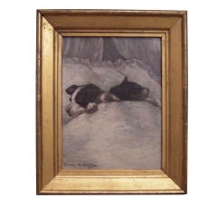 Antique Cozy Puppies Painting