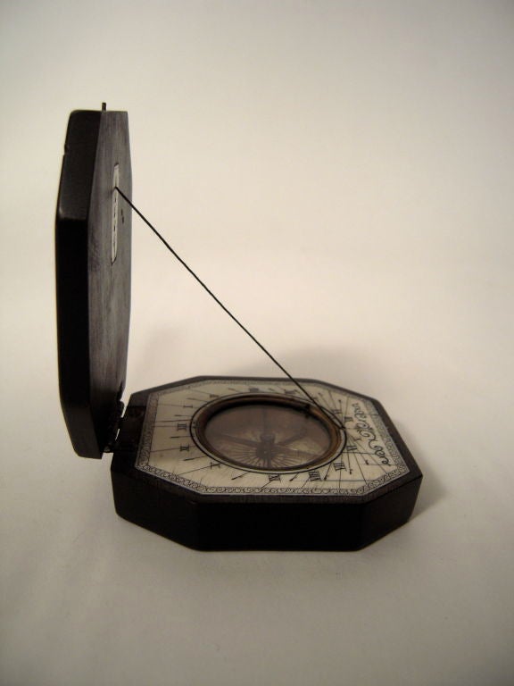 19th Century Baroque Style Pocket Compass and Sundial 3