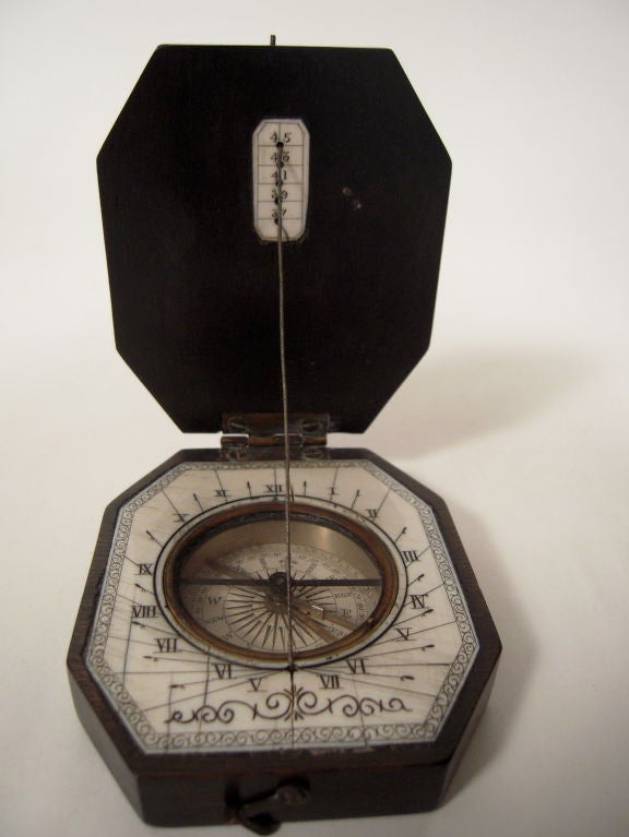 19th Century Baroque Style Pocket Compass and Sundial 4