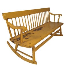 19th Century American Yellow Painted Rocking Bench