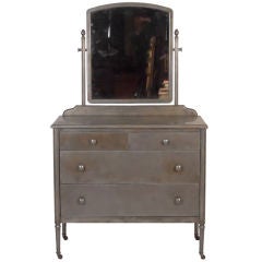 Vintage Steel Sheraton Style Dresser with Mirror, circa 1930s