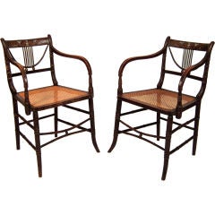 Pair of English Regency Period Painted Armchairs