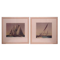 Sailing Yacht Paintings by Sandor Bernath, circa 1930s
