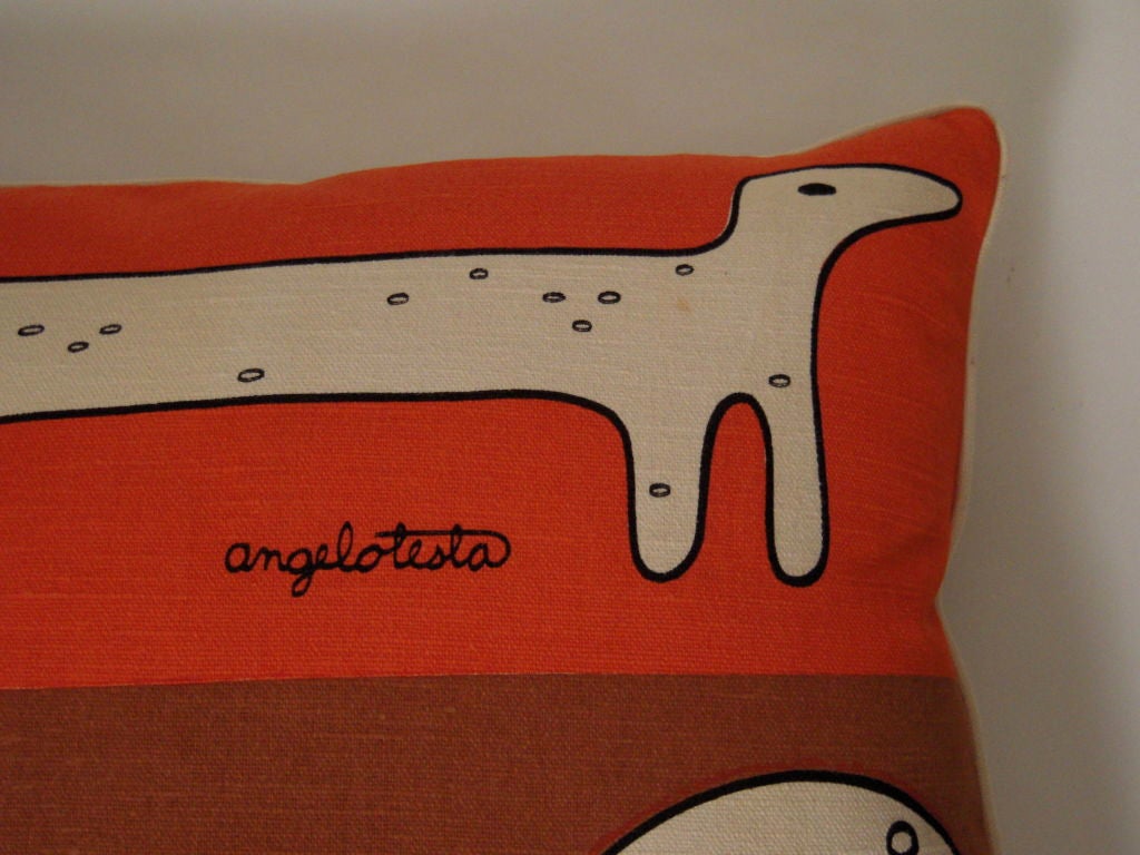 American Angelo Testa  Fabric 'Animal Forms' Pillow