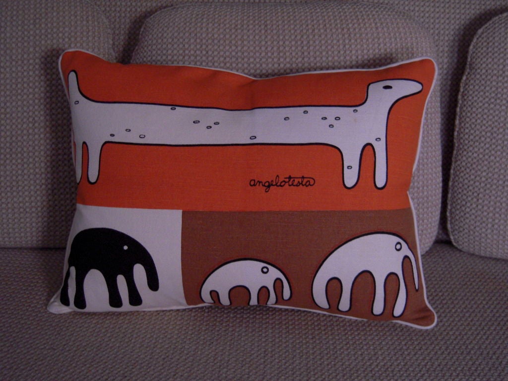 Angelo Testa  Fabric 'Animal Forms' Pillow 5