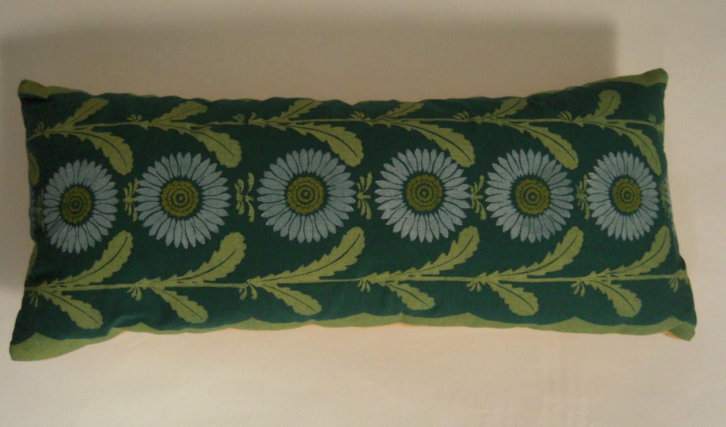 One Vintage 'Lazy Daisy' Folly Cove Hand Printed Fabric Pillow 1