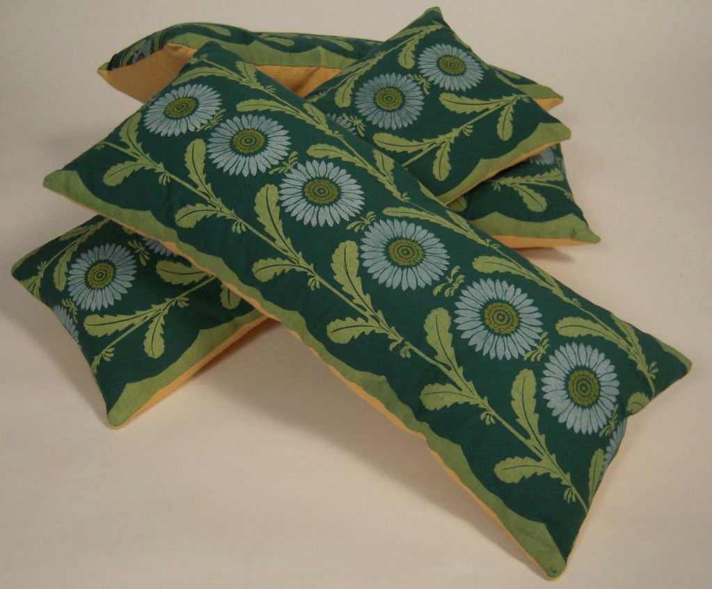One Vintage 'Lazy Daisy' Folly Cove Hand Printed Fabric Pillow 5
