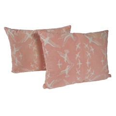 Retro Pink  Hand Block Printed Seagull 'Flight'  Pillows