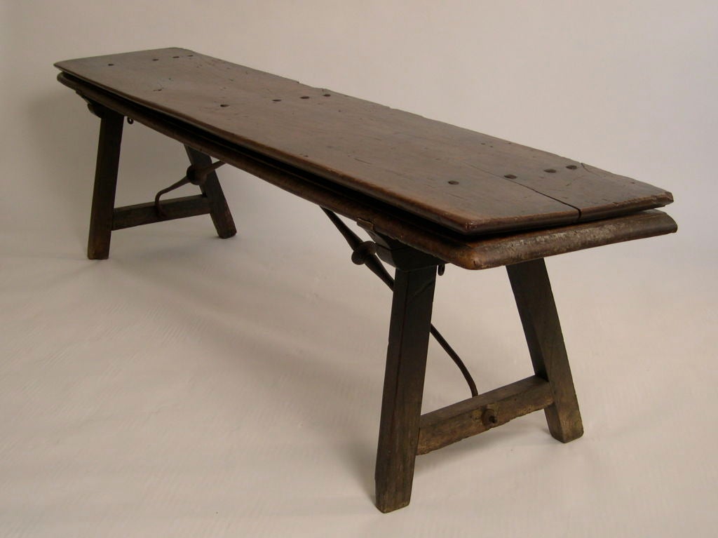 18th Century Spanish Walnut and Wrought Iron Folding Bench at 1stDibs