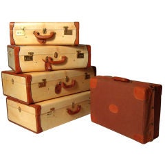 Vintage 5 Luxurious Parchment and Leather Suitcases