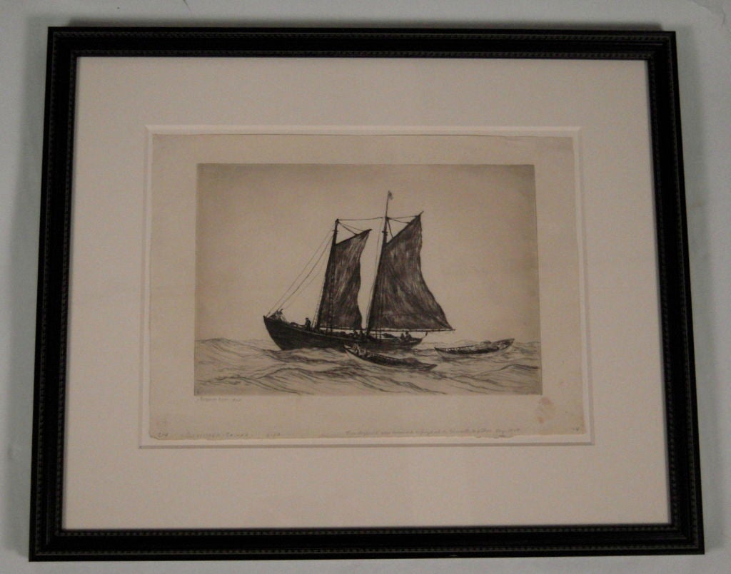 A drypoint etching by Reynolds Beal (1866-1951) entitled 