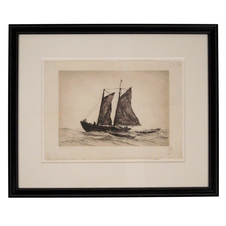 Reynolds Beal Gloucester Boat Etching, c. 1928