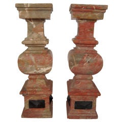 Pair of Italian Baroque Marble Balustrade Elements, 22 3/4" H