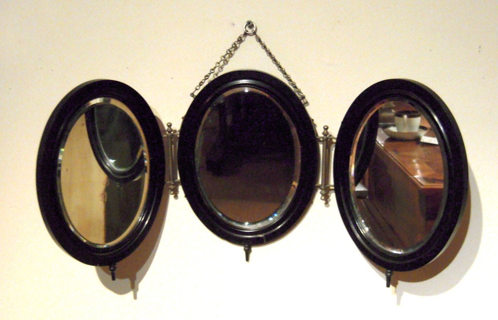 Strikingly 'Modern' 3-Part Oval Table or Wall Mirror, c. 1870s