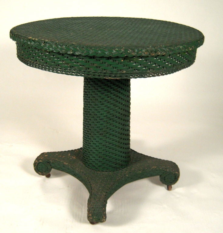 Heywood Wakefield Wicker Neoclassical Round Table
