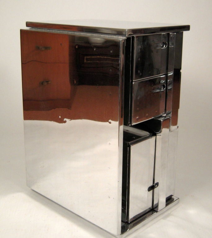 American A Folding Polished Steel Campaign Desk or Side Table, c. 1940s